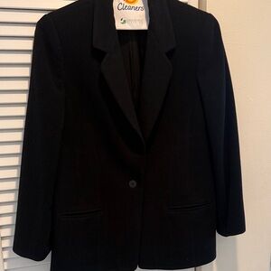 Kate Hill Black Single-Button Wool/Cashmere Blend Blazer, Just Dry Cleaned